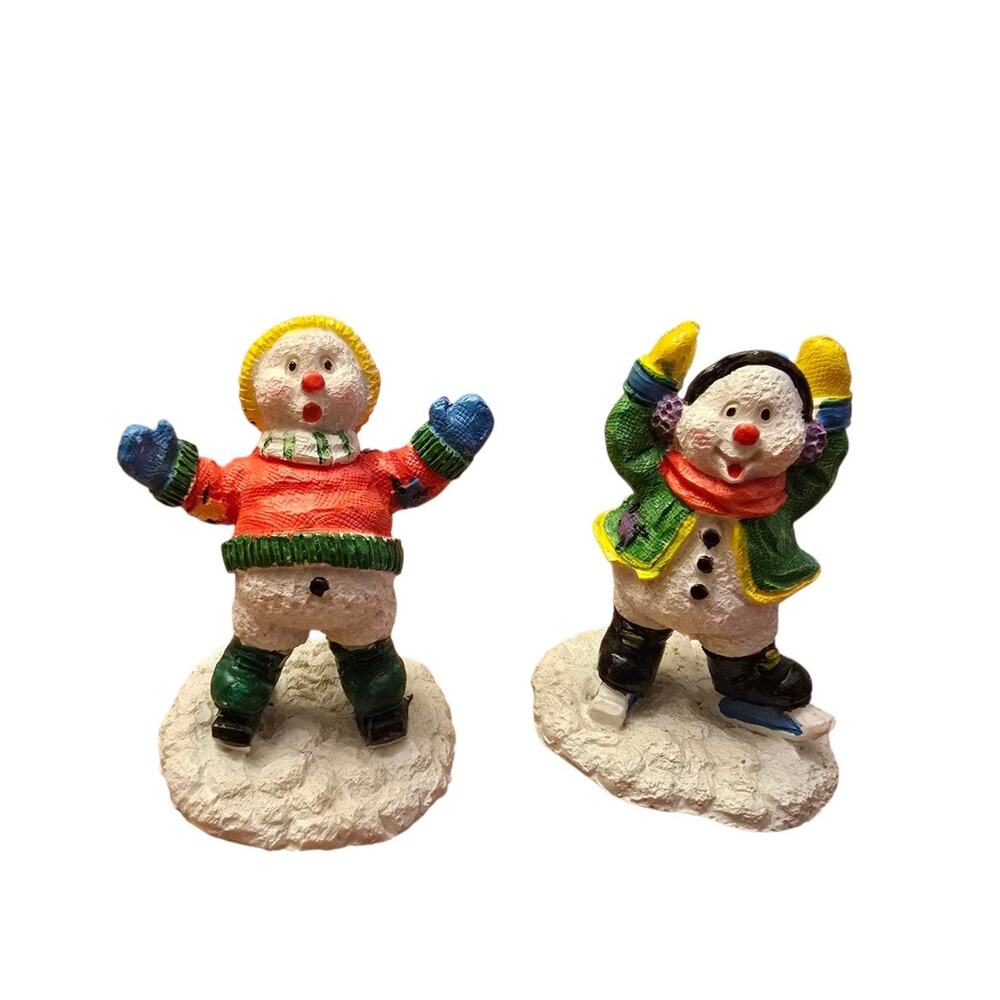 Hermitage Pottery Vintage Fun Time Snowmen Pair 5" Figurines